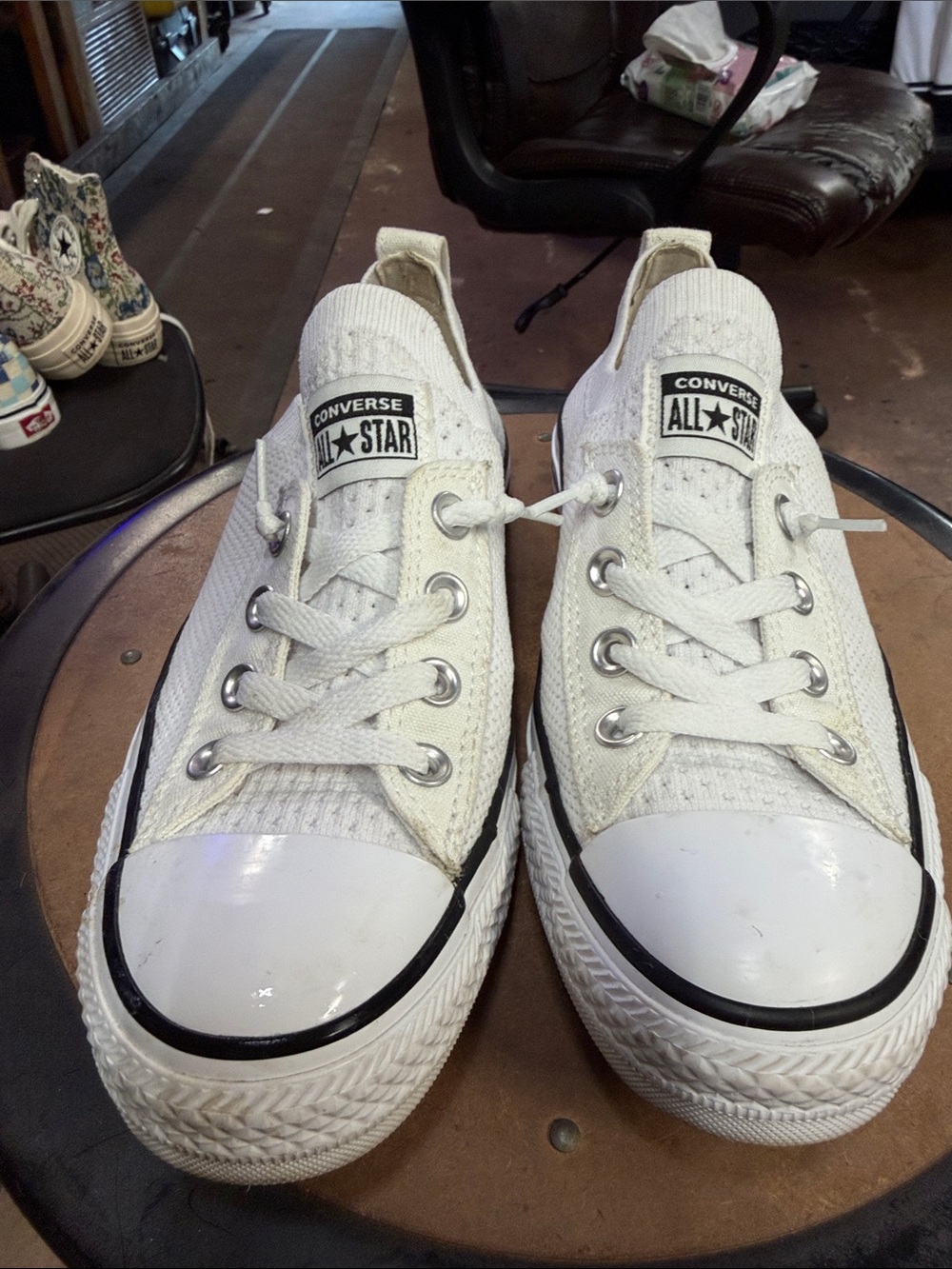 Converse Kids Low-Top Sneakers in White with Black Trim